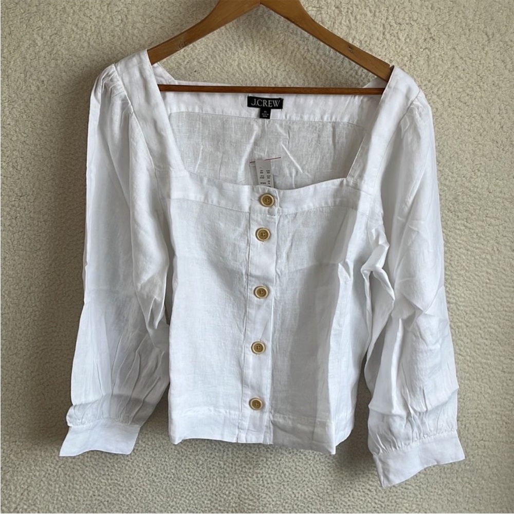 Jcrew Squareneck button-up top in linen - Picture 6 of 8